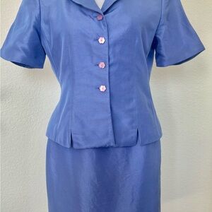 Kasper Violet-Blue Tailored Pencil Skirt Set